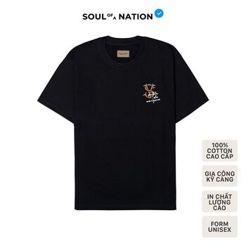 Áo thun unisex In cao cấp biểu tượng cổ SAIGON HIDDEN NÂU form basic 100% cotton premium SOUL OF A NATION VER 2 - Đen
