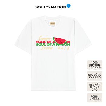 Áo thun unisex In cao cấp hình DƯA HẤU form basic 100% cotton premium SOUL OF A NATION - Trắng