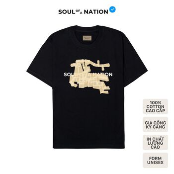 Áo thun unisex In cao cấp hình SAINT GIÓNG (THÁNH GIÓNG) form basic 100% cotton premium SOUL OF A NATION TAPE VER - Đen