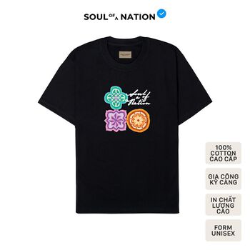 Áo thun unisex In hình cao cấp những viên GẠCH BÔNG đầy sắc màu form basic 100% cotton premium SOUL OF A NATION - Đen