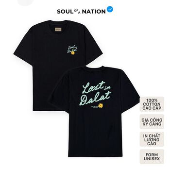 Áo thun unisex In Lost in Dalat - Lạc giữa Đà Lạt form basic vải 100% cotton premium cao cấp SOUL OF A NATION - Đen