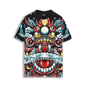 Áo Thun Cổ Tròn Nam INF Con Lân Đen, Chất Thun Cotton Co Giãn Dày Dặn, AT010543, SOMEHOW