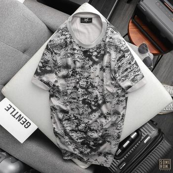 Áo Thun Cổ Tròn Nam INF Loang 2M, Chất vải Cotton Co Giãn Dày Dặn, AT009310, SOMEHOW