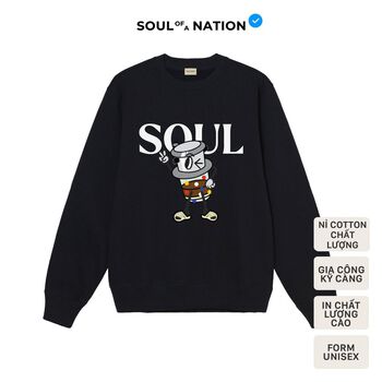 Sweater unisex In hình Cà phê Việt Nam form basic vải nỉ bông / chân cua cotton SOUL OF A NATION - Đen / Trắng