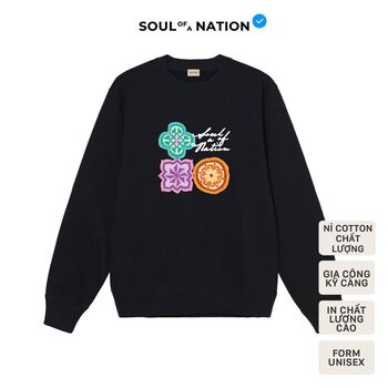 Sweater unisex In hình cao cấp viên GẠCH BÔNG form basic vải nỉ bông cotton SOUL OF A NATION - Đen / Trắng