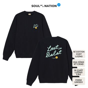 Sweater unisex In Lost in Dalat - Lạc giữa Đà Lạt form basic vải nỉ cotton SOUL OF A NATION - Đen / Trắng