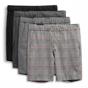 Quần Đùi Âu Nam Dáng SLIM Quần Tây Nam Kẻ Và Trơn Thêu Logo Vải Co Giãn Nhẹ INF QD002410 , SOMEHOW