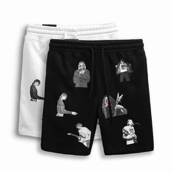 Quần Đùi Thun Nam Ìn Hình Full Đen Trắng, Chất Vải Thun Nỉ Cotton Co Giãn Dày Dặn Cao Cấp, INF QD002370, SOMEHOW