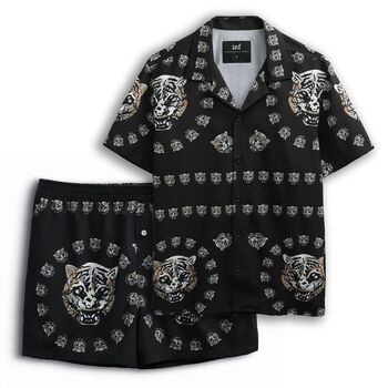 Set INF Sơ Mi - Quần Đùi Nam Hình Hổ, Vải Cotton Lụa Dày Dặn, INF SB000795, SOMEHOW