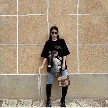 Áo Thun Unisex Nữ Nam Form Rộng Tay Lỡ Vải Mịn Cotton Mặc Thoáng Mát Màu Đen Trắng - 1994sutio0