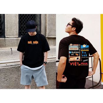 Áo Thun Unisex Nữ Nam Form Rộng Tay Lỡ Vải Mịn Cotton Mặc Thoáng Mát Màu Đen Trắng Hà Nội 36 Phố Phường- 1994studio