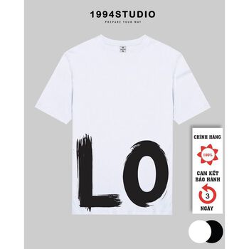 Áo Thun Unisex Nữ Nam Form Rộng Tay Lỡ Vải Mịn Cotton Mặc Thoáng Mát Màu Đen Trắng in LOVE Myson - 1994 studio