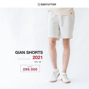 Quần Short Nam điểm nhấn thắt lưng SSStutter vải khaki thô thoáng mát thoải mái 2 màu Gian Shorts