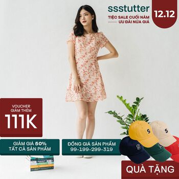 Váy liền nữ SSSTUTTER chiết eo chất vải cát hàn thoải mái kiểu hen dress