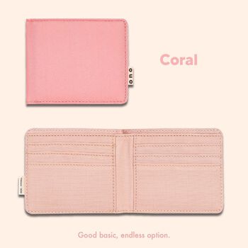 Ví gập Ono vải canvas - Màu hồng coral