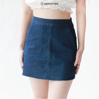 Chân váy denim nữ SSSTUTTER mềm mại thoải mái hemraw skirt