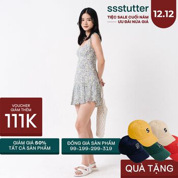 Đầm nữ SSSTUTTER voan mỏng, mát dáng lửng spaghetti strap dress