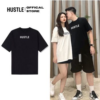[Freeship từ 0đ] Áo thun local brand unisex nam nữ tay lỡ in logo brand HUSTLE - cotton premium cao cấp full size