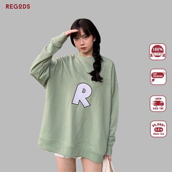 Áo Sweater nỉ thêu R REGODS Unisex Form Rộng ( SWEATER R )