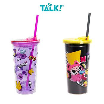 Ly Ống Hút Hai Lớp 600ML - Mihi Mana Cup Black/Purple - MISTHY - TALK!