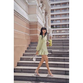 FLAMINGO | Shiny Dress ( Lime Cream )