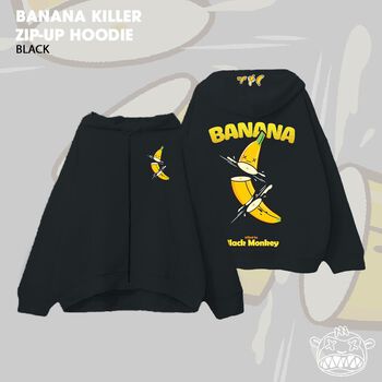[CHÍNH HÃNG -TẶNG TÚI TOTE] Áo Khoác Trái Chuối Hoodie Zip-Up Black Monkey - Banana Killer Màu Đen