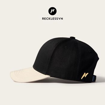 Nón Bóng Chày Lưỡi Trai Màu Đen Phối Be Reckless Signature Ballcap Vải Kaki Cotton