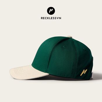 Nón Bóng Chày Lưỡi Trai Màu Xanh Lá Phối Be Reckless Signature Ballcap Vải Kaki Cotton