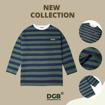 Áo Phông Tay Dài local brand - Áo Thun không cổ sọc Dragonbyboi BASIC FREESIZE Tee Long Sleeve (100% cotton cao cấp)