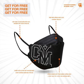 Khẩu trang 4D in tràn viền Logo CYM - CYM LOGO MASK kháng khuẩn