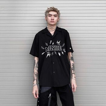 FLASH SHIRT ĐEN - SƠ MI TAY NGẮN - MENDE CHÍNH HÃNG