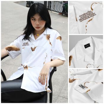 MENDE - Scorched Flame Shirt - Áo sơ mi tay ngắn nam