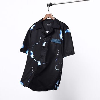 MENDE - Scorched Flame Shirt Đen - Áo sơ mi nam tay ngắn màu đen