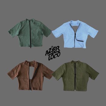 ÁO CROPTOP NỮ DÂY KÉO SEXY AZIER