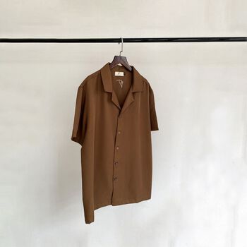 Áo Sơ Mi Ngắn Tay Đơn Giản Nam Nữ Phom Rộng Ít Nhăn FVNXY Màu Nâu Basic