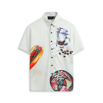 Áo Sơ Mi Nam Food Paint White , Chất Cotton Dày Dặn , SM005927,SOMEHOW