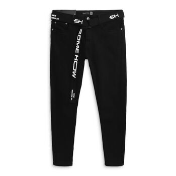 Quần Jean Nam Skinny Belt Black , Chất Denim Co giãn Dày Dặn , QJ003665,SOMEHOW