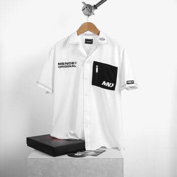 MENDE - Oversew Shirt Trắng - Áo sơ mi nam đơn giản màu trắng có túi áo