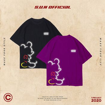 Áo thun Mickey phản quang - ĐEN