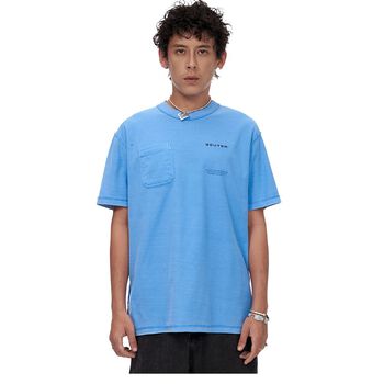 BEUTER® INSIDE-OUT BLUE WASHED POCKET T-SHIRT