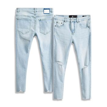 Quần Jean Skinny Light Blue Rách Gấu