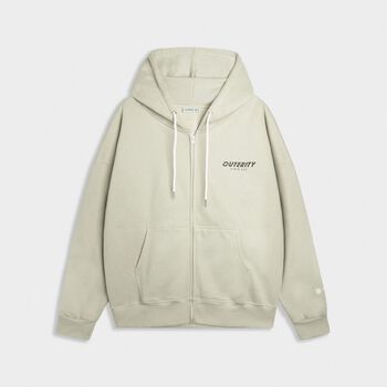 Áo Khoác Hoodie Zip Outerity Mini Signature/ Màu xám kem / Nỉ Bông - ORP408