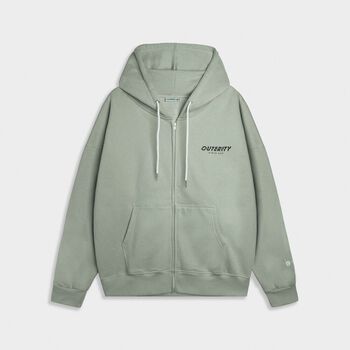 Áo Khoác Hoodie Zip Outerity Mini Signature/ Màu xám xanh  / Nỉ Bông - ORP407