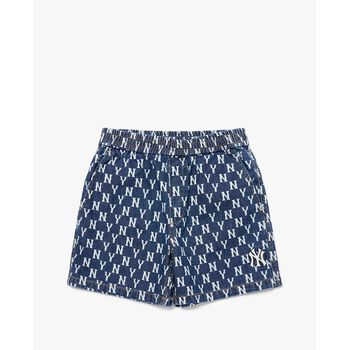 MLB - Quần shorts jeans lưng thun Monogram