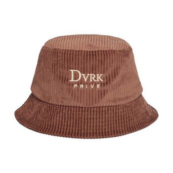 DVRK EMBROIDERED LOGO CORDUROY BUCKET HAT - BROWN
