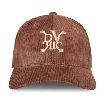 DVRK EMBROIDERED LOGO CORDUROY CAP - BROWN