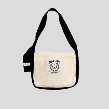 Túi Đeo Chéo Buộc Dây Thêu Logo University Vải Canvas