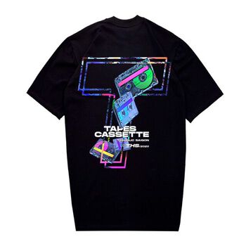 Áo Thun In Hình Băng Cassette TeeHolic - Màu Đen Cam Xanh Dương