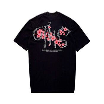 [TeeHolic] Áo Thun Unisex In Hình Hoa Đào Tết 2021 Logo THS - Màu Đen Trắng Tím