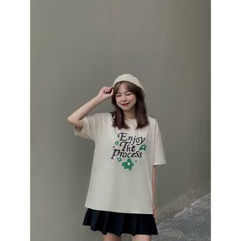 ENJOY THE PROCESS T-SHIRT FLORAL BEIGE